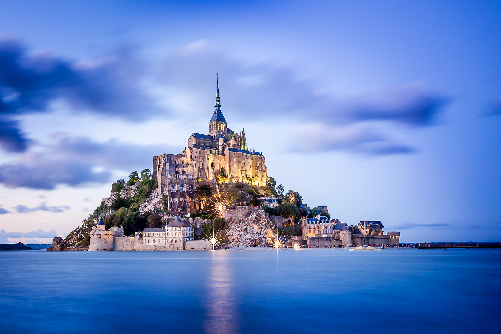Photographe pour tourisme Normandie - Le Mont St Michel au coucher de soleil